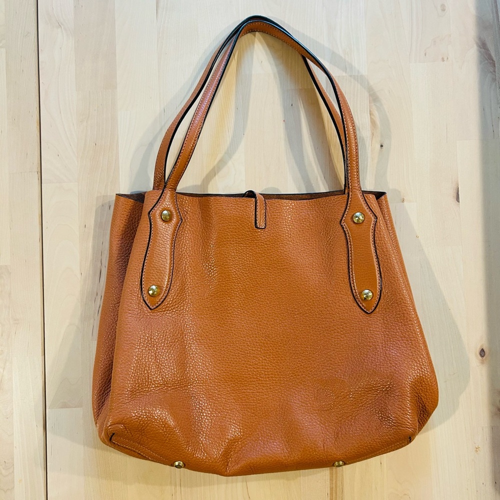 Annabel Ingall Isabella Large Tote - Cognac Tan Pebbled Leather - Made in Italy